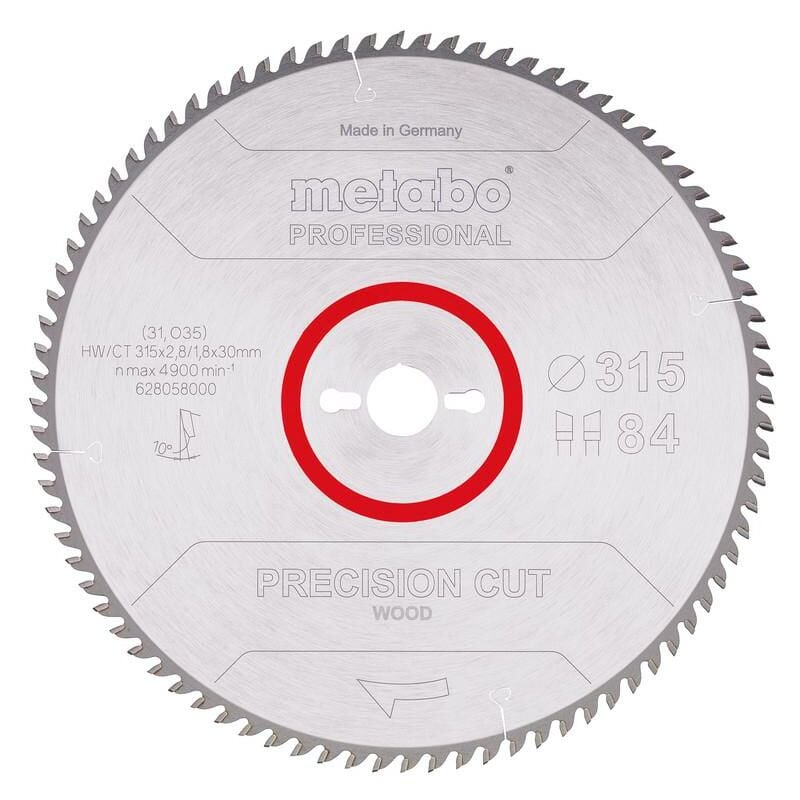 foto del prodotto leman metabo 628058000 628058000 hoja de sierra metal duro hw ct taglio di precisione 315 x 30 mm denti 84 wz, 0