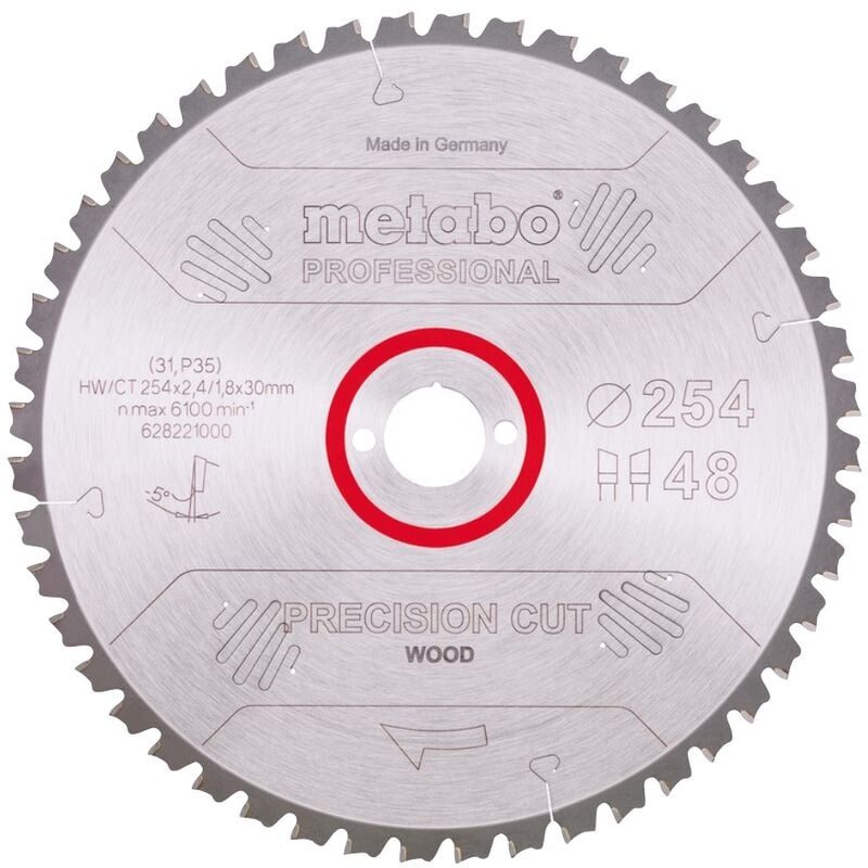foto del prodotto leman metabo precision cut wood lama circolare professionale 254 x 30 mm z48 628221000 wz 5 neg