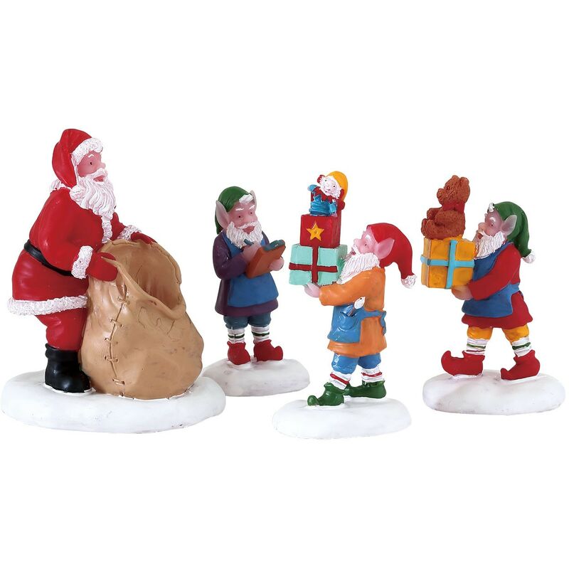 foto del prodotto lemax 72553 babbo natale con elfi set 4 pezzi statuette miniatura personaggi