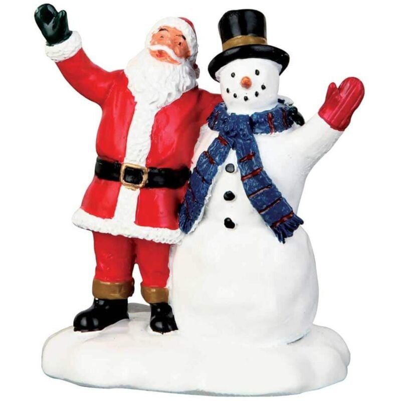 foto del prodotto lemax statuetta di babbo natale con pupazzo di neve decorazione per presepe e villaggio natalizio