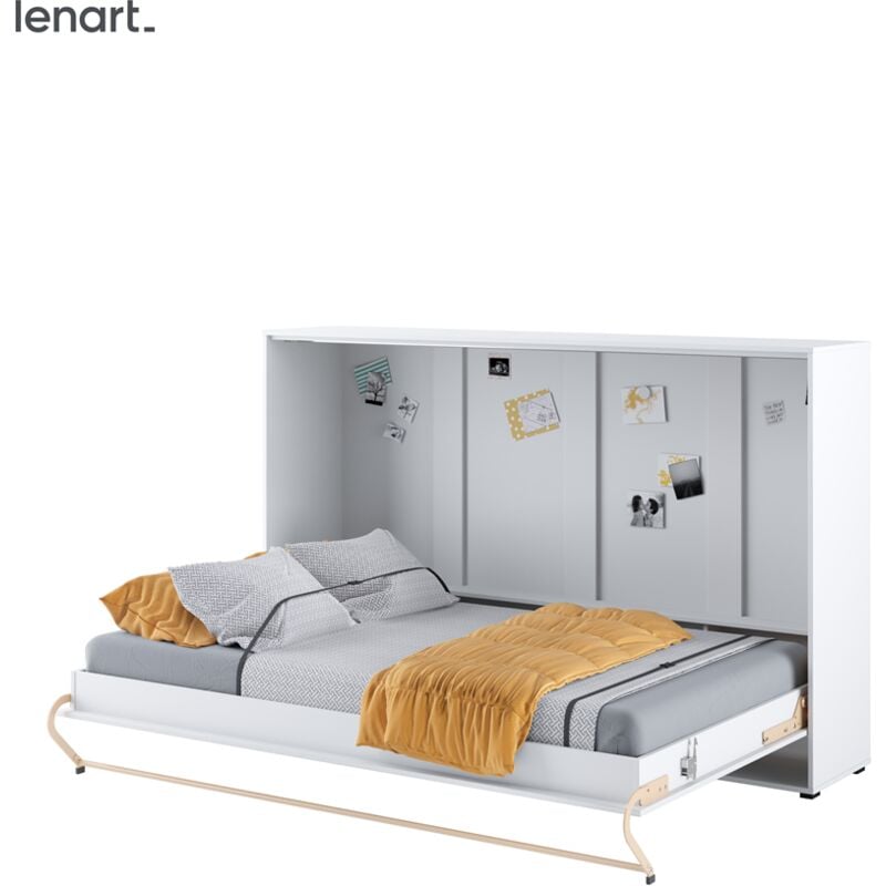 foto del prodotto lenart concept pro cp05 letto a scomparsa 120x200 orizzontale bianco lucido