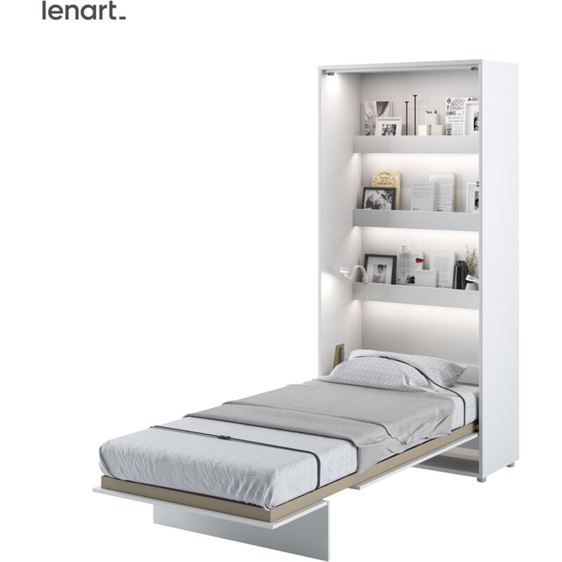 foto del prodotto lenart letto a scomparsa bed concept 03 90x200 verticale bianco lucido