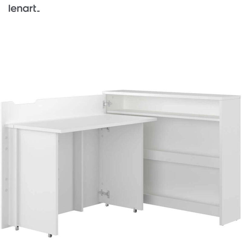 foto del prodotto lenart work concept cw 01l scrivania allungabile con ripiani lato sinistro piano 100 cm bianco lucido