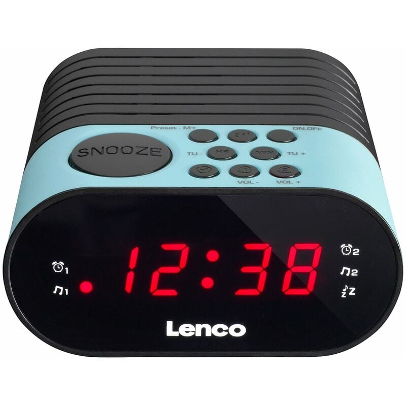 foto del prodotto lenco cr 07 blue radiosveglia fm radiosveglia 2 allarmi doppio allarme sleep timer snooze display led sintonizzatore pll fm blu