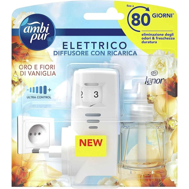 foto del prodotto lenor profumatore per ambiente elettrico ricarica 20 ml oro e fiori di vaniglia ambipur