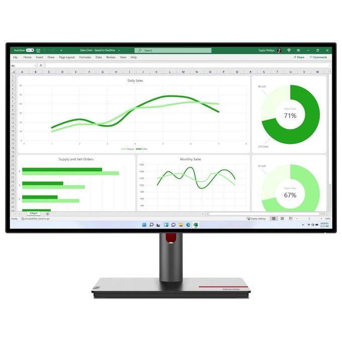 foto del prodotto lenovo monitor thinkvision p27q-30 27'' 2k qhd 2560 x 1440 ips 16:9 wled 4ms (gtg) 60hz hdmi 2.0 dp 1.4 dp out usb hu
