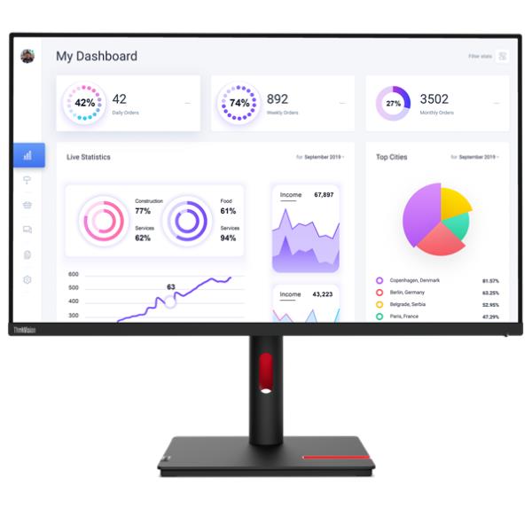 foto del prodotto lenovo thinkvision t32p 30 led display 80 cm 31.5 3840 x 2160 pixel 4k ultra hd nero
