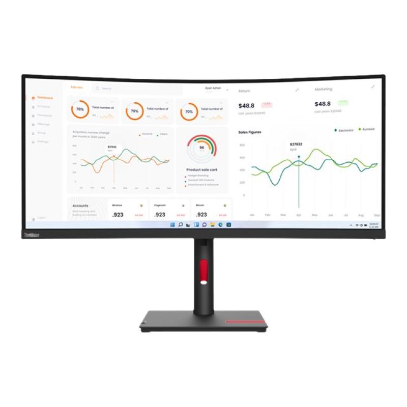 foto del prodotto lenovo thinkvision t34w 30 led display 86,4 cm 34 3440 x 1440 pixel wide quad hd nero