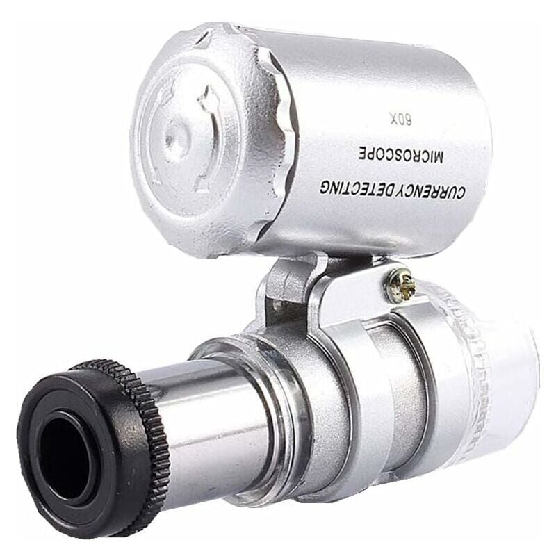 foto del prodotto lente d ingrandimento 60x mini lente d ingrandimento, microscopio tascabile con luce uv a led per gioiellieri