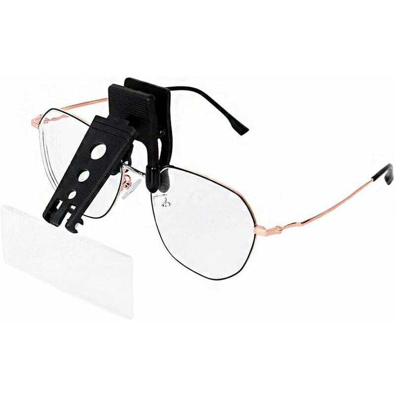 foto del prodotto lente d ingrandimento a clip per occhiali con 3 lenti intercambiabili, agganciabile e pieghevole, mani libere, 1,5x, 2,5x, 3,5x, per lettura, cucito,