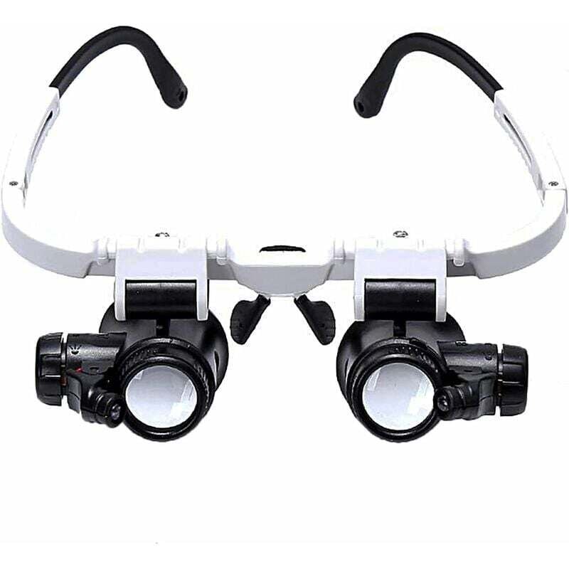 foto del prodotto lente d ingrandimento con 2 luci a led lente d ingrandimento binoculare lampada d ingrandimento per orologiaio, lettura, gioielliere, cucito