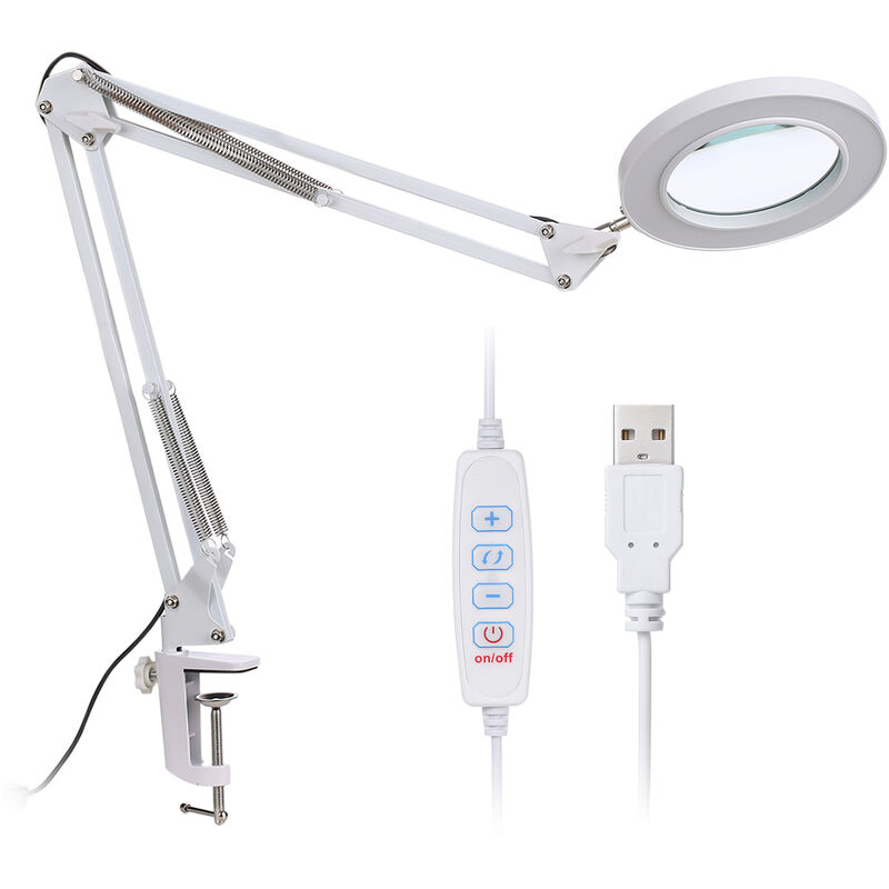 foto del prodotto lente d ingrandimento con led morsetto luce a clip ingrandimento 8x 10 livelli luminosit regolabile dimmerabile 3 colori con cambio di temperatura