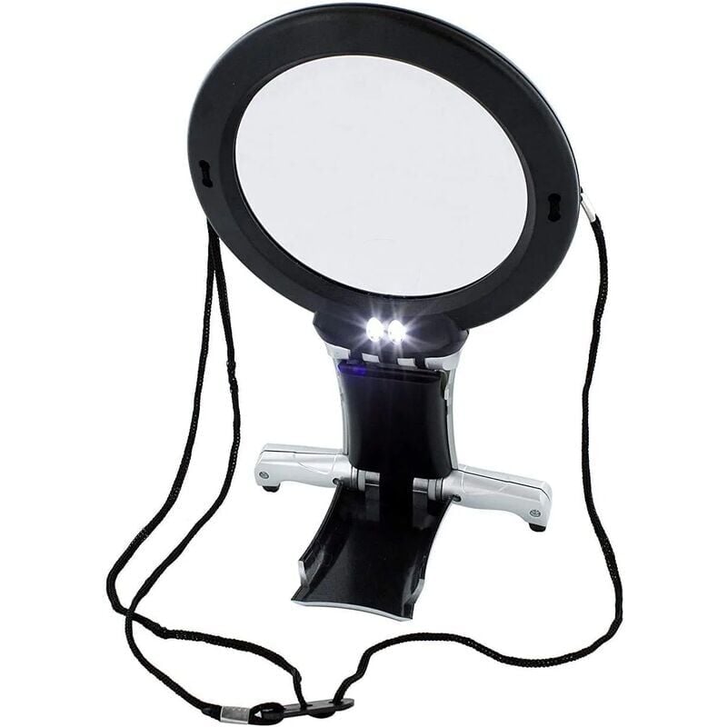foto del prodotto lente d ingrandimento da collo e da scrivania 6x, lente d ingrandimento led illuminata a mani libere da braccio e da scrivania per lavori di cucito,