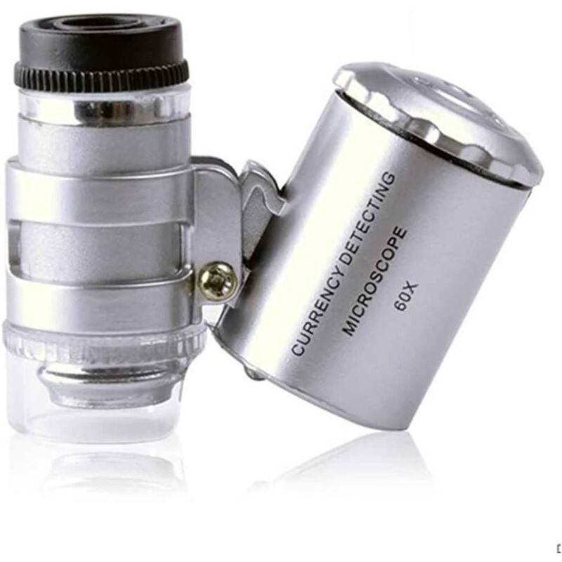 foto del prodotto lente d ingrandimento illuminata 60x mini microscopio portatile lente d ingrandimento uv rilevatore di valuta lente d ingrandimento per gioielliere