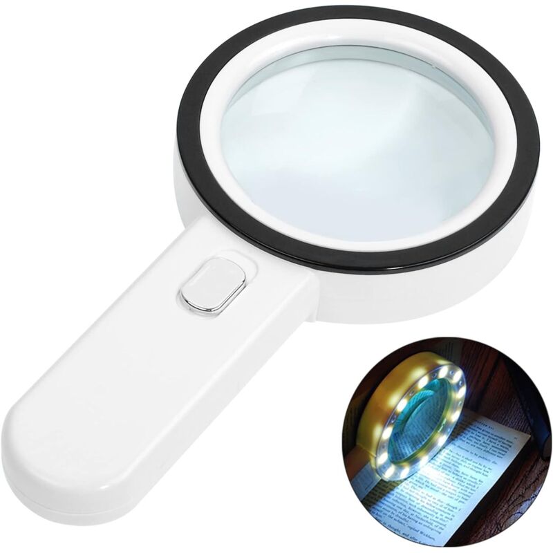 foto del prodotto lente d ingrandimento illuminata per lettura, 30x con 12 luci led, lente d ingrandimento portatile, lente d ingrandimento illuminata per lettura,
