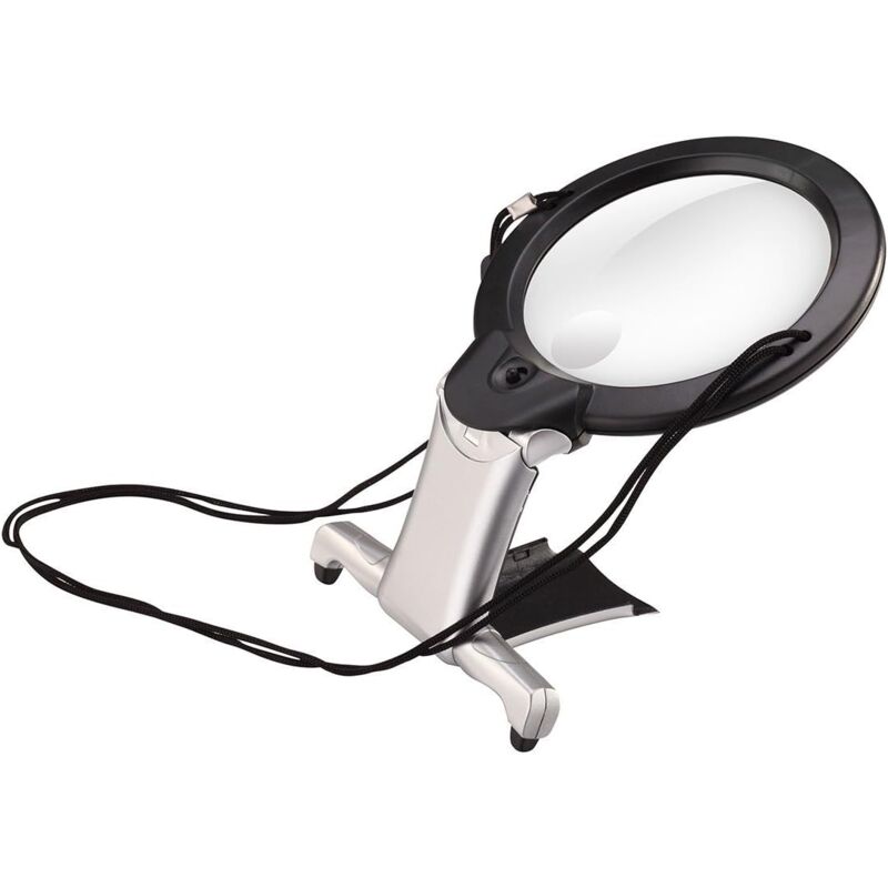 foto del prodotto lente d ingrandimento per lettura, lente d ingrandimento illuminata, lente d ingrandimento a mani libere, grande lente d ingrandimento a led, lenti