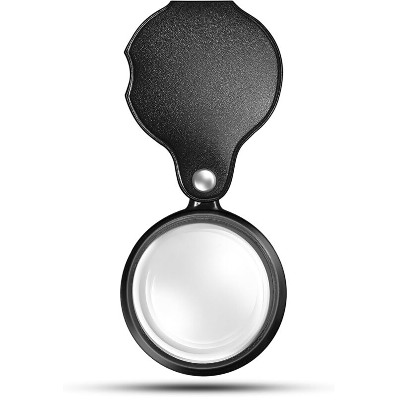 foto del prodotto lente d ingrandimento tascabile piccola, mini lente d ingrandimento pieghevole con custodia protettiva girevole in pelle, ideale per leggere