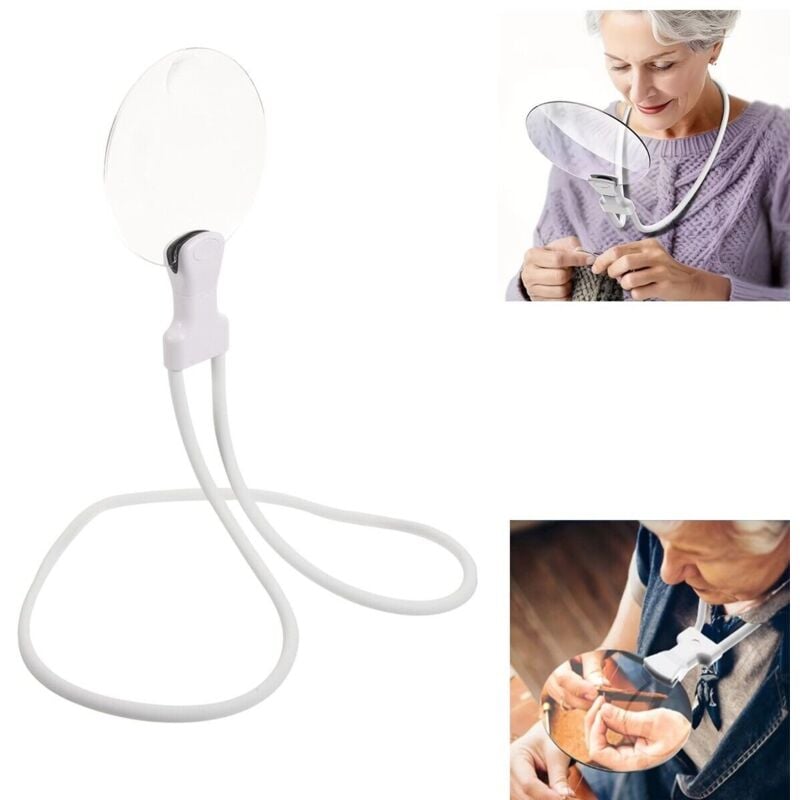 foto del prodotto lente di ingrandimento collo mani libere flessibile 5x regolabile ricamo bianca