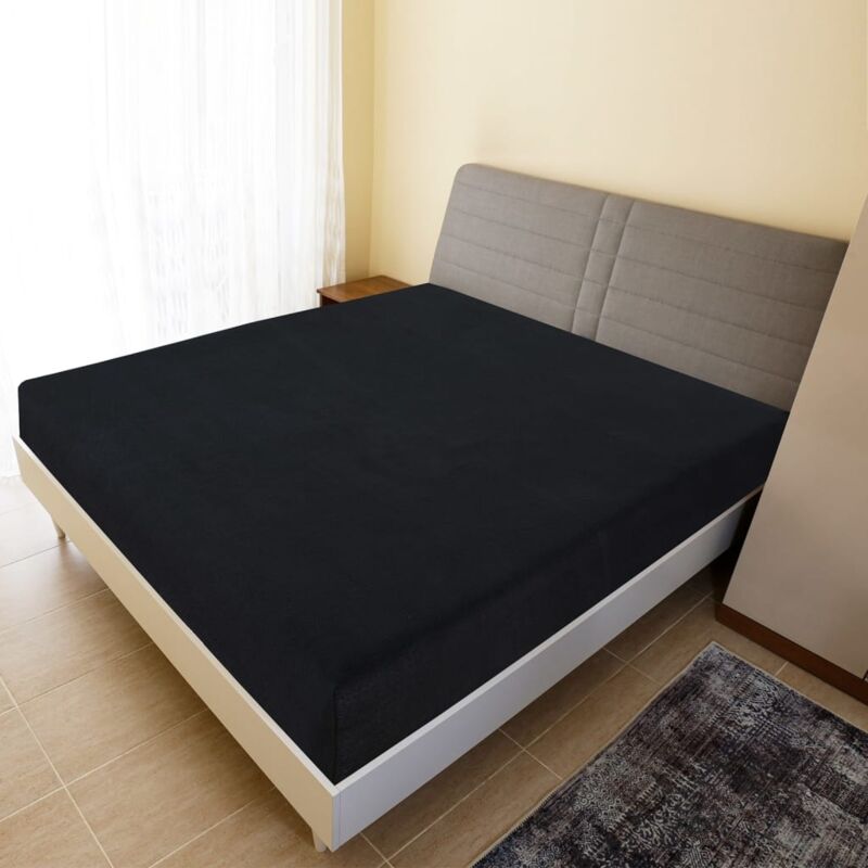 foto del prodotto lenzuola con angoli jersey 2pz nero 90x200 cm cotone vidaxl
