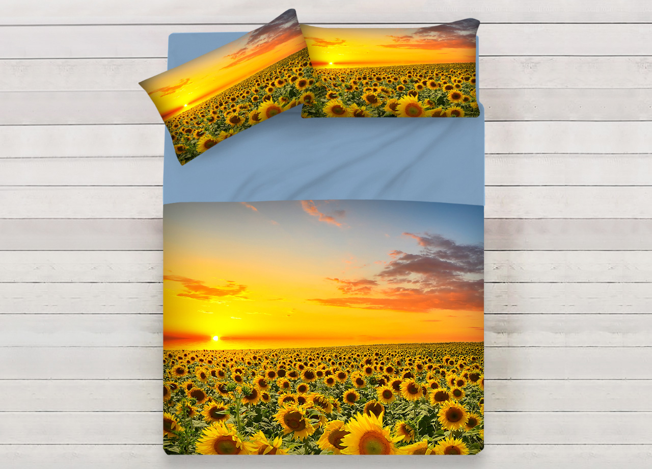 foto del prodotto lenzuola copriletto letto sogni d 39 oro 100 cotone disegno girasoli d73 matrimoniale girasoli d73