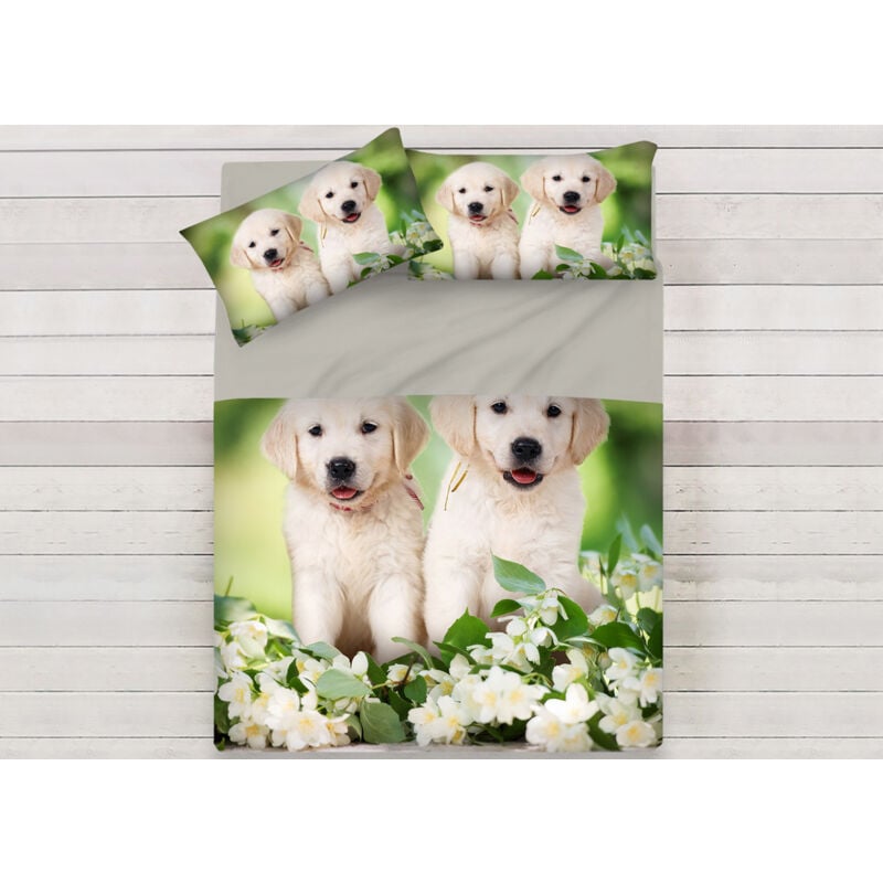 foto del prodotto lenzuola copriletto letto sogni d oro 100 cotone disegno springdog 64, misurasingolocolorespringdog 64