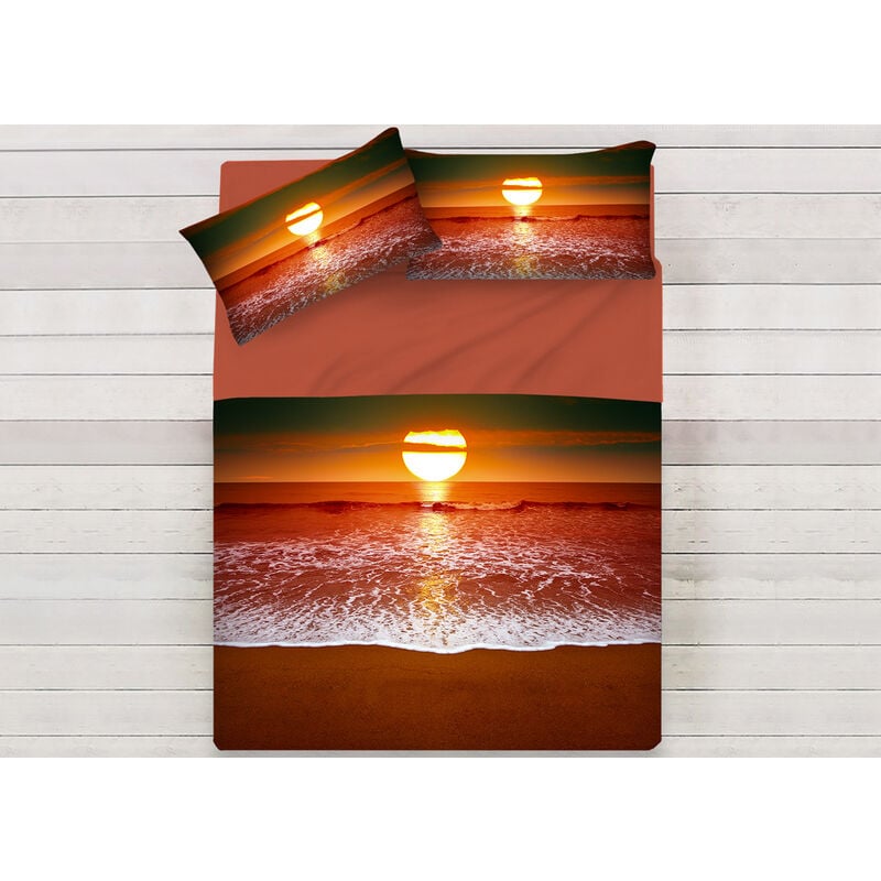 foto del prodotto lenzuola copriletto letto sogni d oro 100 cotone disegno sunset 58, misurasingolocoloresunset 58
