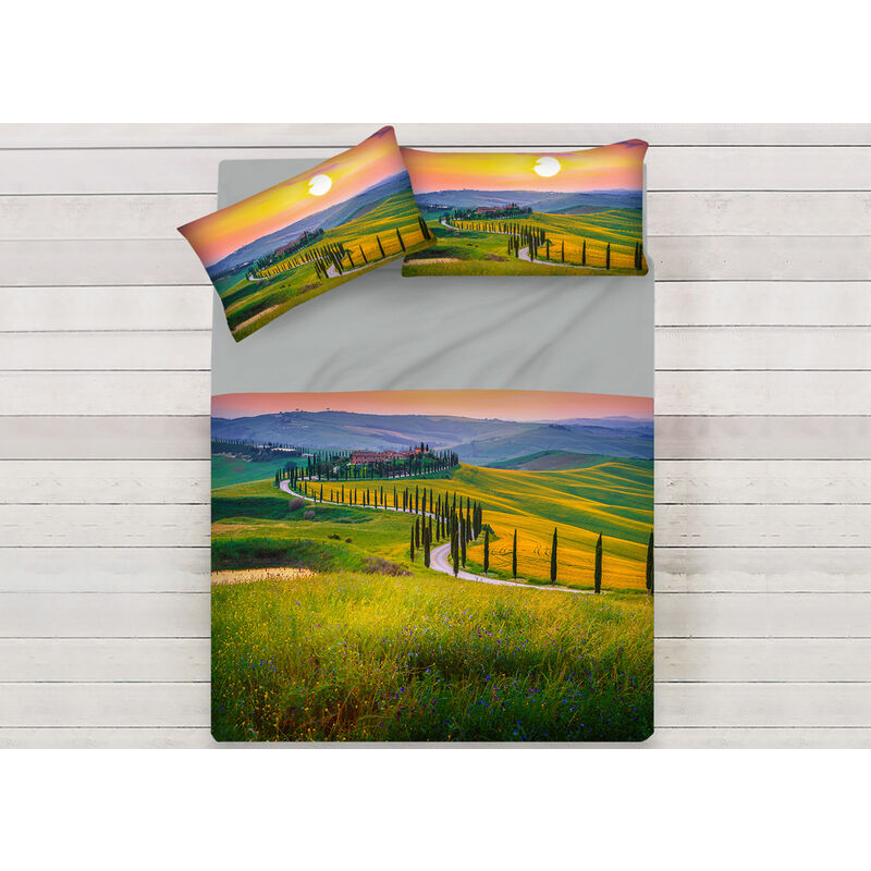 foto del prodotto lenzuola copriletto letto sogni d oro 100 cotone disegno tuscany 65, misurasingolocoloretuscany 65