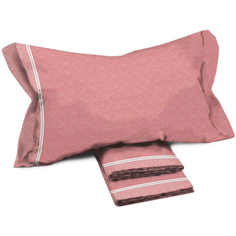 foto del prodotto lenzuola matrimoniali cotone completo maxi tex family - design moderno 'time' colore rosa
