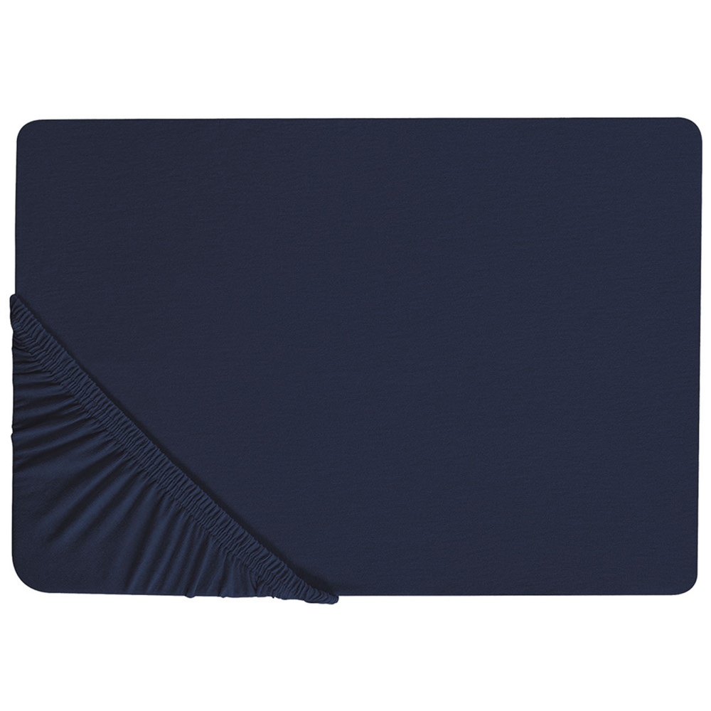 foto del prodotto lenzuolo con angoli cotone blu marino 140 x 200 cm coprimaterasso elasticizzato modello classico a tinta unita camera da letto classica