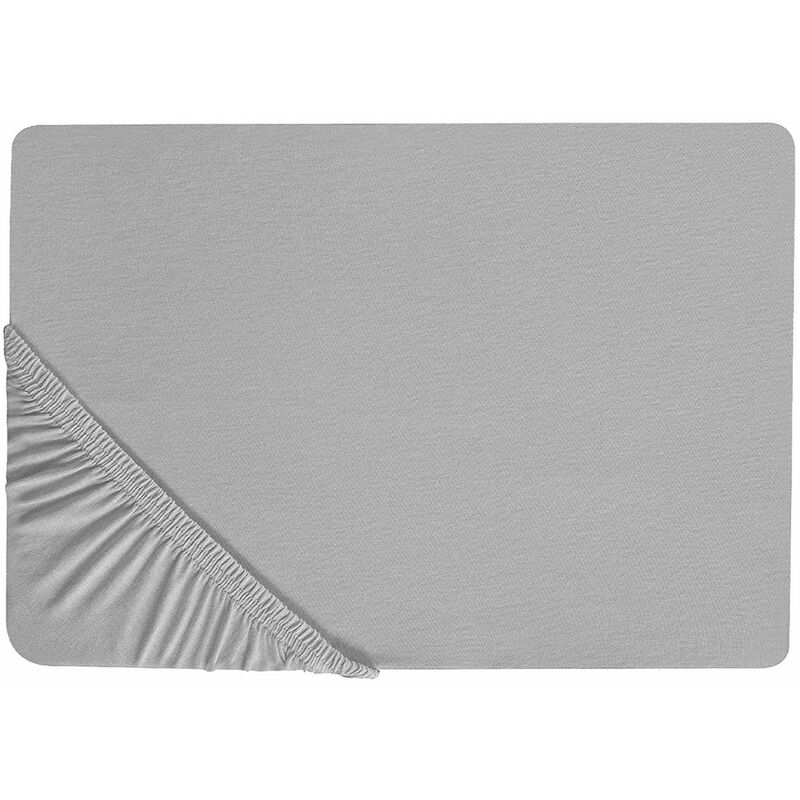 foto del prodotto lenzuolo con angoli cotone grigio chiaro 140 x 200 cm coprimaterasso elasticizzato hofuf