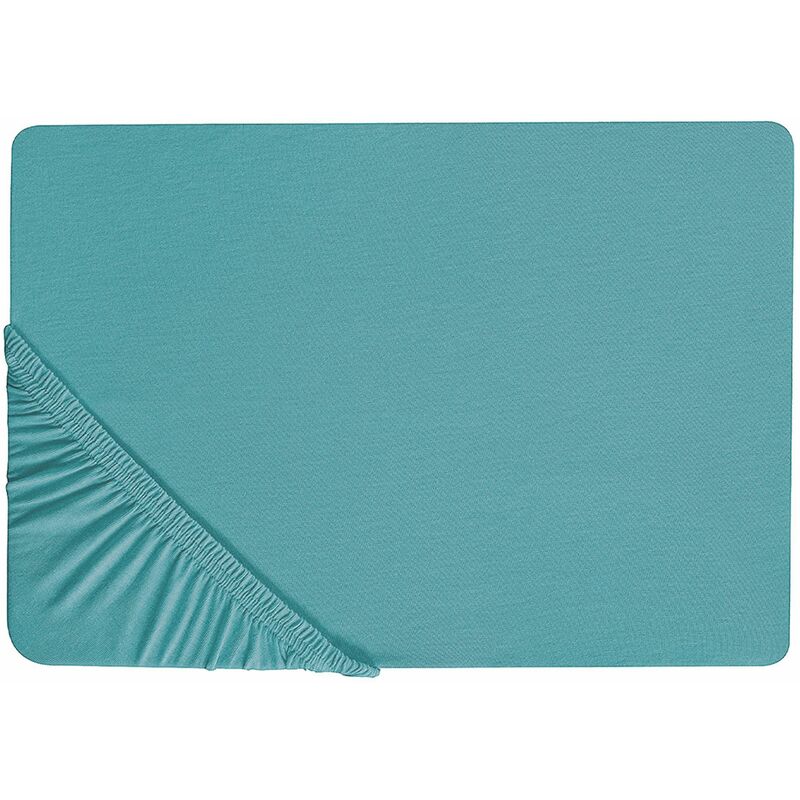 foto del prodotto lenzuolo con angoli cotone turchese 160 x 200 cm coprimaterasso elasticizzato modello classico a tinta unita camera da letto classica