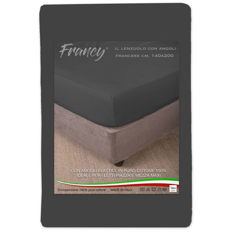 foto del prodotto lenzuolo con angoli francy grigio scuro francese 1 piazza e mezza grande maxi