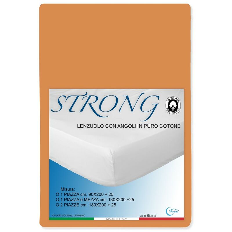 foto del prodotto lenzuolo con angoli strong tinta unita arancio made in italy due piazze