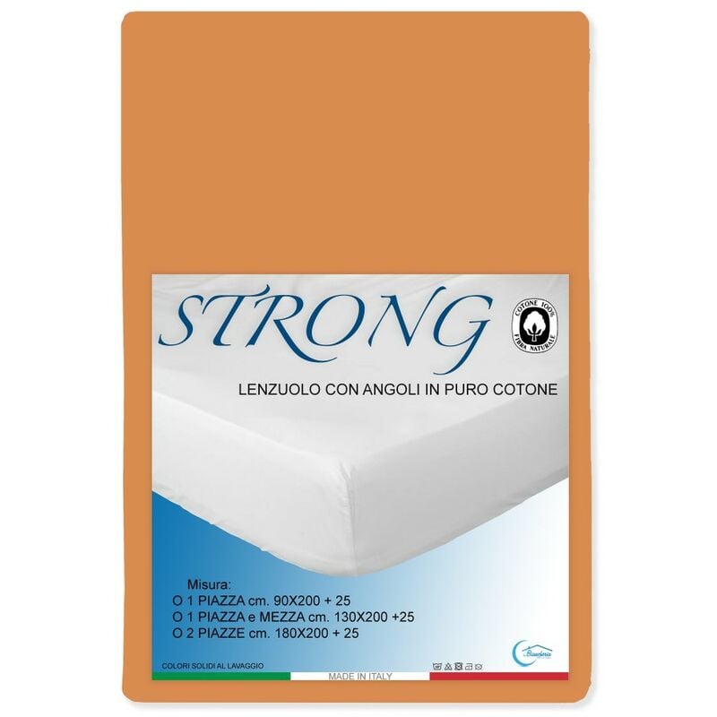 foto del prodotto lenzuolo con angoli strong tinta unita arancio made in italy una piazza
