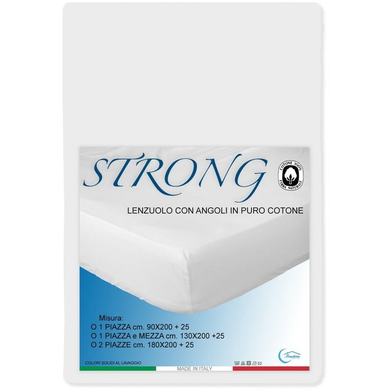 foto del prodotto lenzuolo con angoli strong tinta unita bianco made in italy due piazze