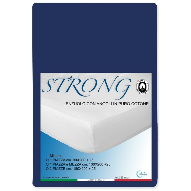 foto del prodotto lenzuolo con angoli strong tinta unita blu scuro made in italy una piazza