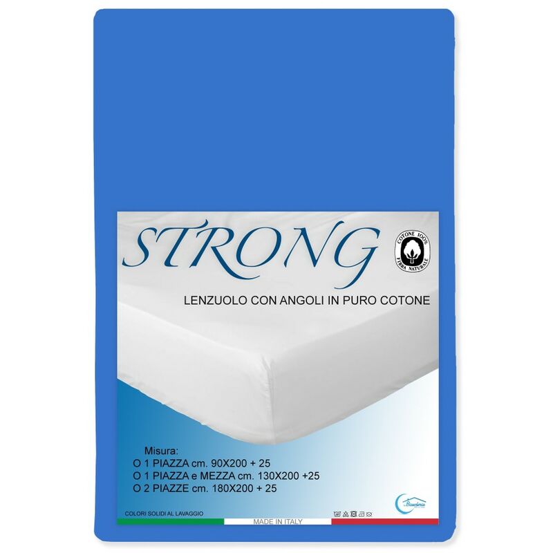 foto del prodotto lenzuolo con angoli strong tinta unita bluette made in italy una piazza