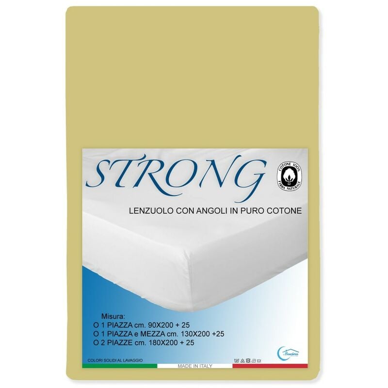 foto del prodotto lenzuolo con angoli strong tinta unita giallo made in italy una piazza
