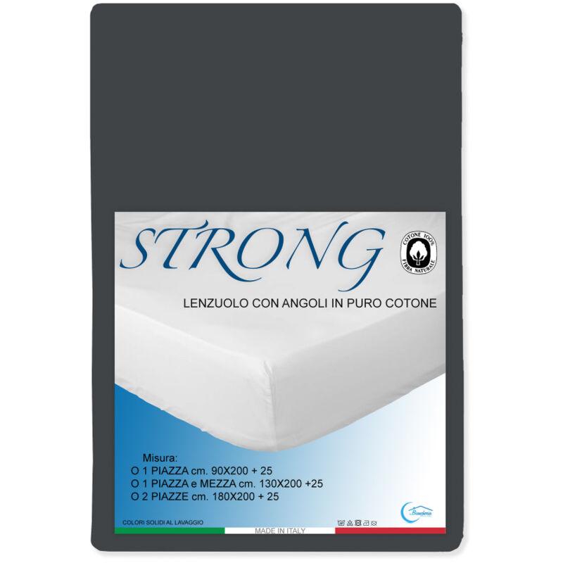 foto del prodotto lenzuolo con angoli strong tinta unita grigio piombo, 100 cotone, lavabile, made in italy 1 piazza e mezza