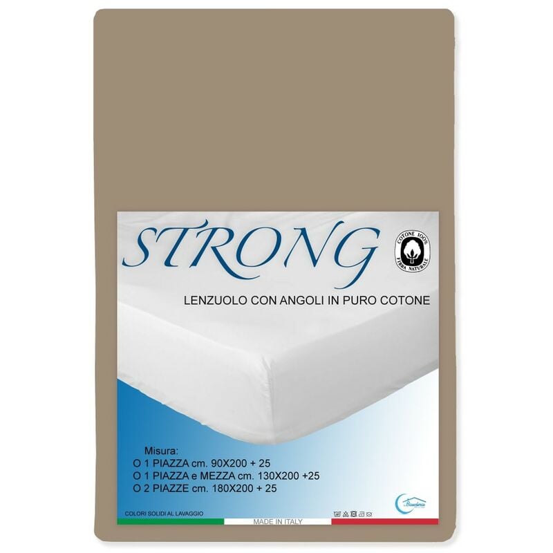 foto del prodotto lenzuolo con angoli strong tinta unita nocciola made in italy una piazza