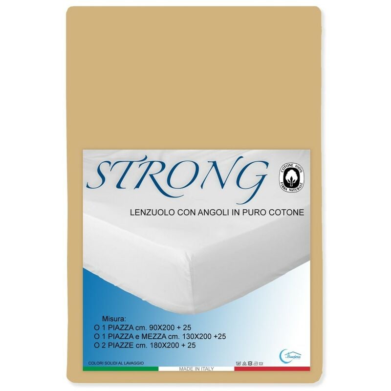 foto del prodotto lenzuolo con angoli strong tinta unita ocra made in italy una piazza