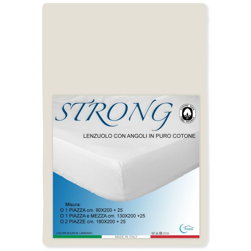 foto del prodotto lenzuolo con angoli strong tinta unita panna made in italy due piazze