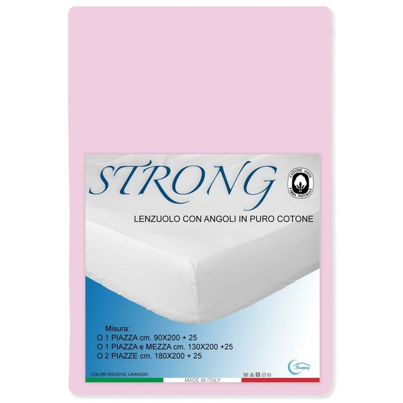foto del prodotto lenzuolo con angoli strong tinta unita rosa made in italy una piazza