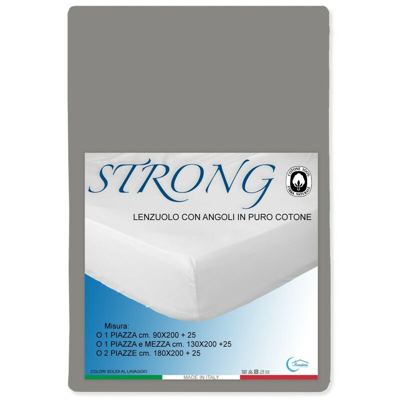 foto del prodotto lenzuolo con angoli strong tinta unita tortora made in italy 1 piazza e mezza