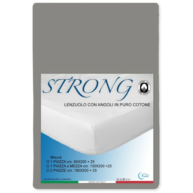 foto del prodotto lenzuolo con angoli strong tinta unita tortora made in italy due piazze