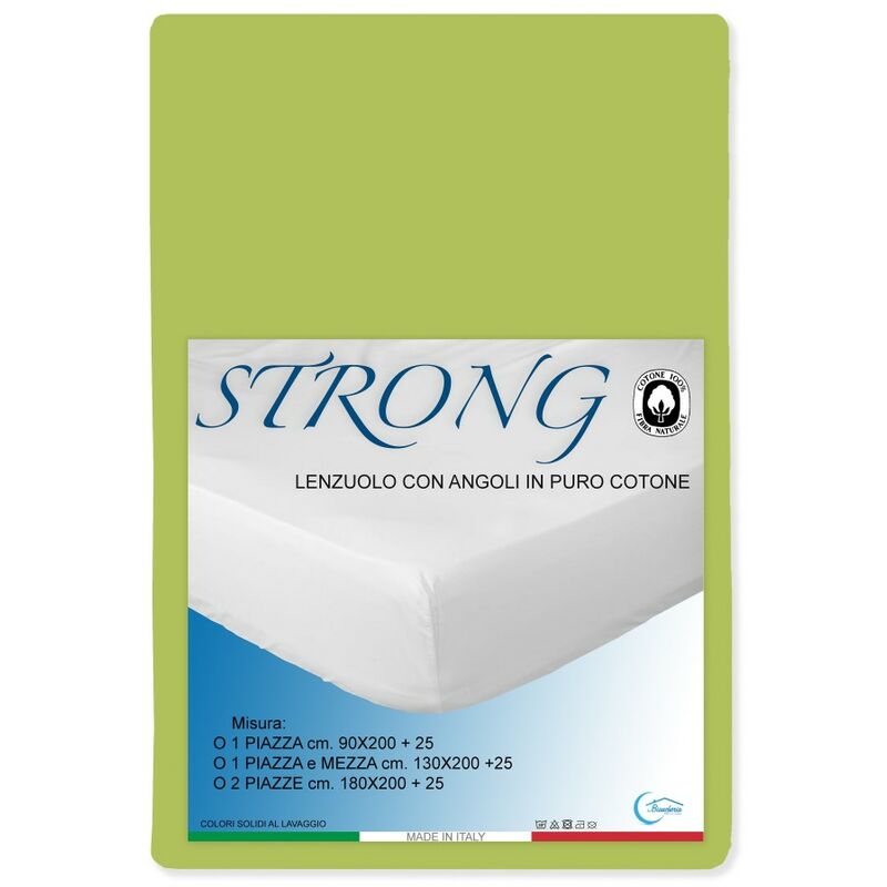 foto del prodotto lenzuolo con angoli strong tinta unita verde acido made in italy due piazze