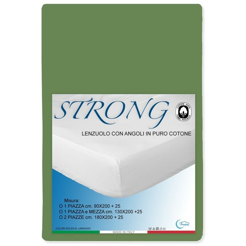 foto del prodotto lenzuolo con angoli strong tinta unita verde prateria made in italy due piazze