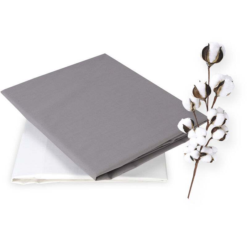 foto del prodotto lenzuolo da letto 100 cotone 70x160, confezione da 2 in grigio perla e bianco. ideale per i letti montessori