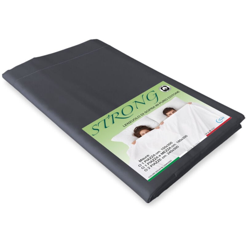 foto del prodotto lenzuolo di sopra cordonetto strong tinta unita grigio piombo, 100 cotone, made in italy una piazza