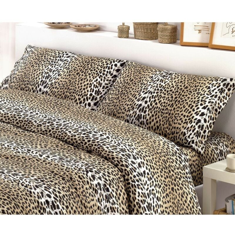 foto del prodotto lenzuolo maculato leopardato sexi in puro cotone made in italy due piazze